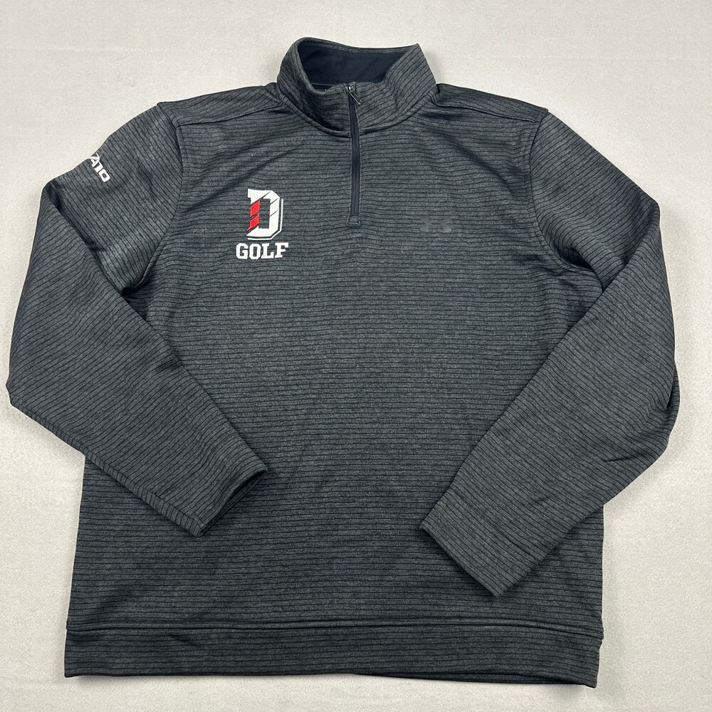 Davidson Wildcats Sweater Men Large Gray Under Armour 1/4 Zip Pullover NCAA Golf